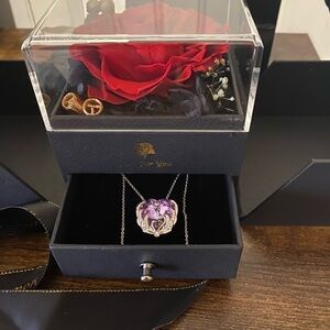 Purple Floral Pendant Necklace